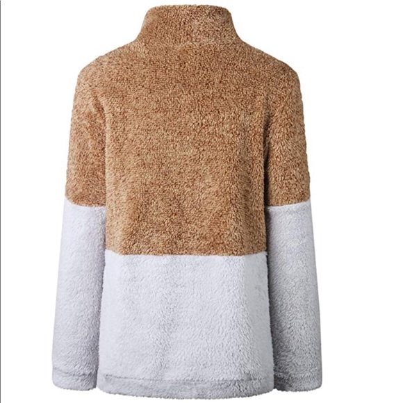 JACKIE SHERPA FLEECE PULLOVER POCKETS HALF ZIPPER - Picture 3 of 5